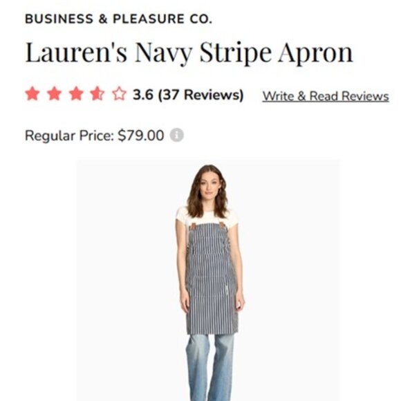 BUSINESS & PLEASURE CO. Lauren's Navy Stripe Apron (BRAND-NEW!) - Picture 8 of 8